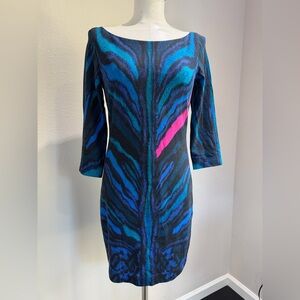Elegant Multicolor Long Sleeve Dress. Sz large. Just Cavalli.